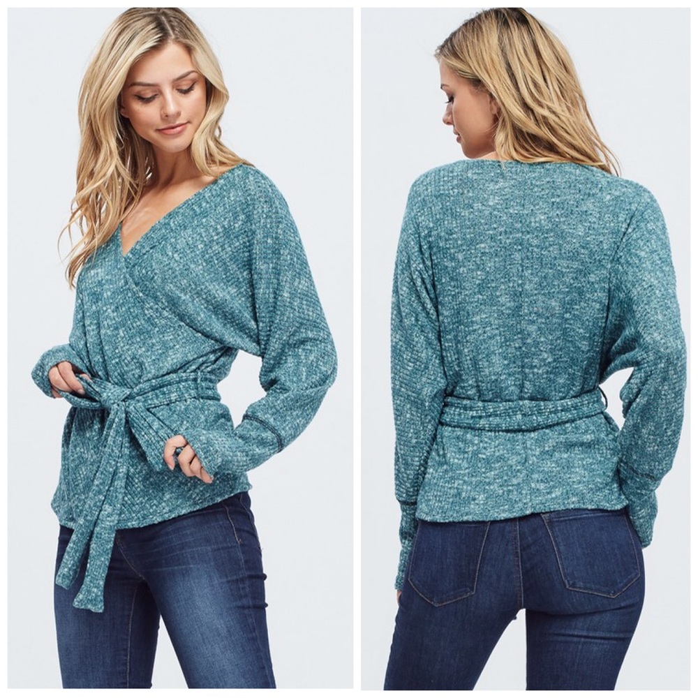 🛍LAST 1! Dolman Front Tie Soft Sweater Top - Picture 6 of 6